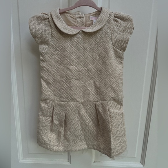 NWOT Janie & Jack 2T Girls Formal Gold Short Sleeve Collared Party Dress - Picture 1 of 6
